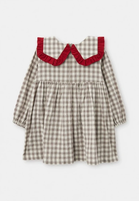 Платье Мона из хлопка в сером и белом цвете