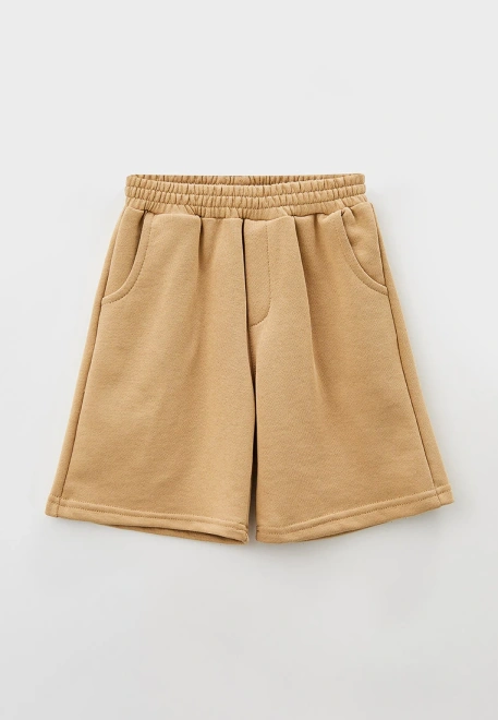 Костюм свободный с шортами из футера бежевый