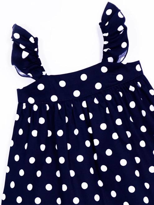 Сарафан короткий в горошек на лямках 