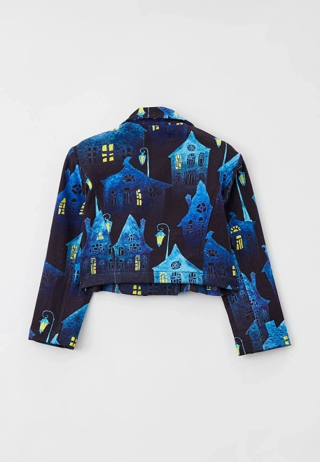 Куртка трикотажная на замке из футера с принтом домики