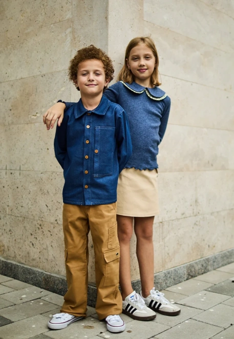 Брюки карго темно-бежевые из денима