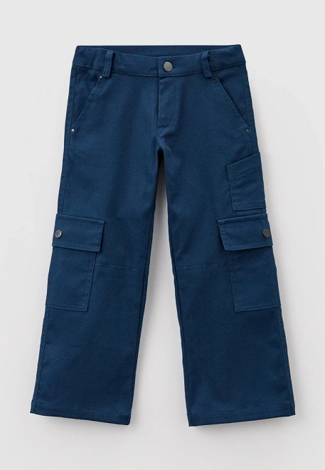 Брюки карго для мальчика из денима синего цвета