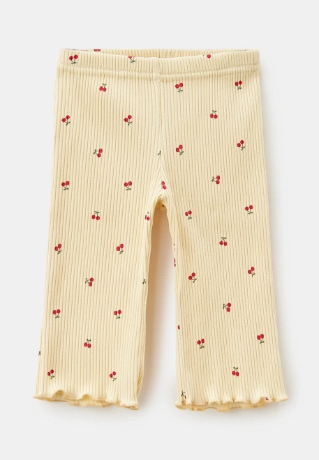 Комплект из лонгслива и брюк из ткани в рубчик с принтом вишенки