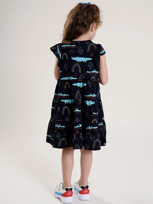 Платье из тонкого хлопка с принтом крокодилы