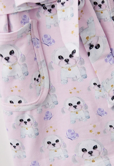 Халат домашний розового цвета с принтом собачки 