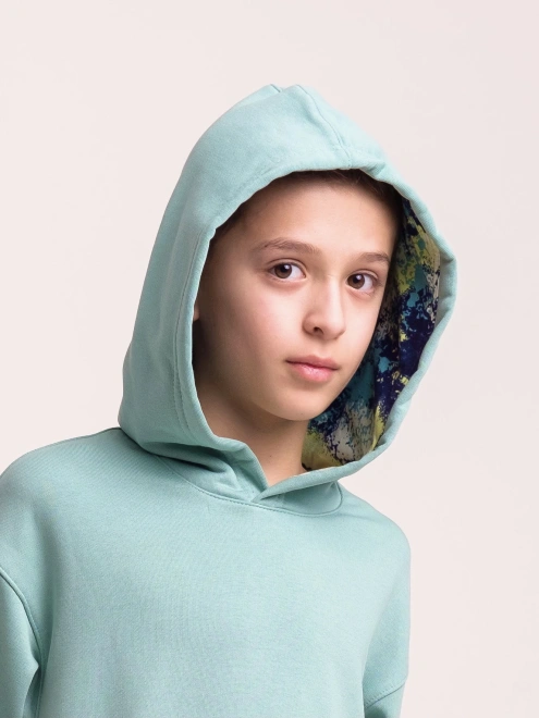 Костюм трикотажный с удлиненной толстовкой и брюками из футера