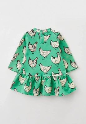 Платье для малышей из футера с принтом курочки