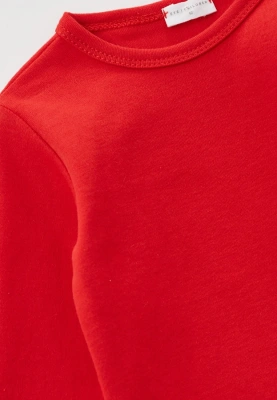 Боди из красного трикотажного хлопка с длинными рукавами