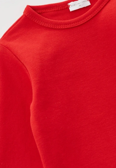 Боди из красного трикотажного хлопка с длинными рукавами