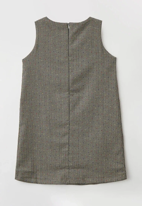 Сарафан из костюмной ткани в клетку с накладными карманами