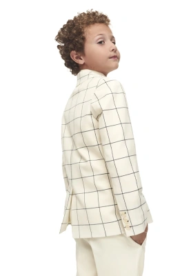 Пиджак в клетку молочного цвета для мальчиков