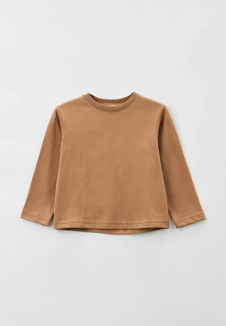 Лонгслив из плотной кулирки бежевая с принтом на спине