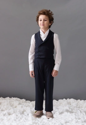 Брюки Алфи из костюмной ткани в темно-синем цвете