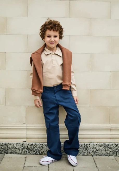 Брюки карго для мальчика из денима синего цвета