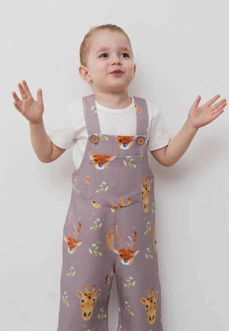 Комбинезон трикотажный для малышей из хлопка с принтом разных животных 