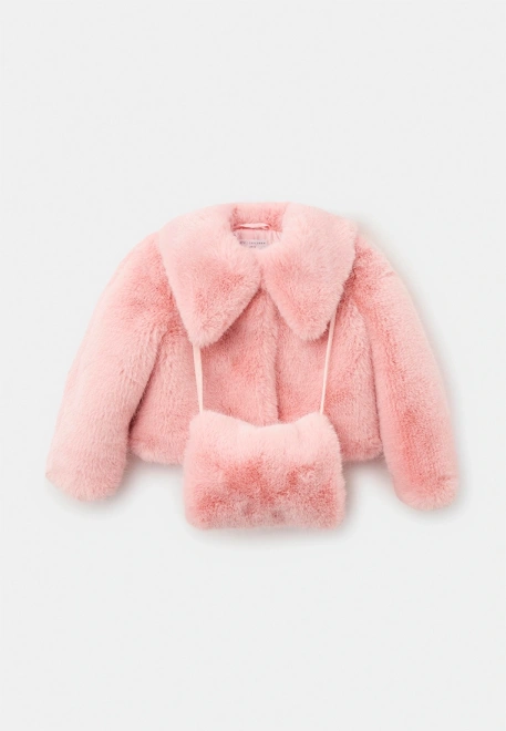 Шуба Рич из искусственного меха в розовом цвете