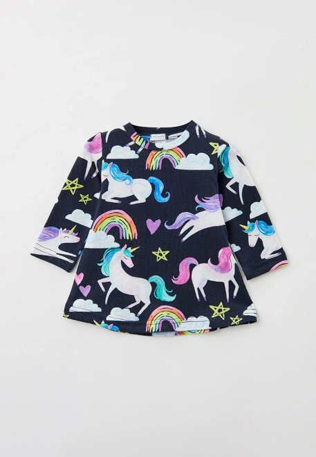 Платье для малышей с длинными рукавами и принтом из ткани с принтом единороги