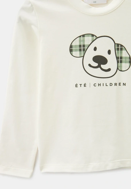 Лонгслив с рисунком собачки из трикотажного хлопка