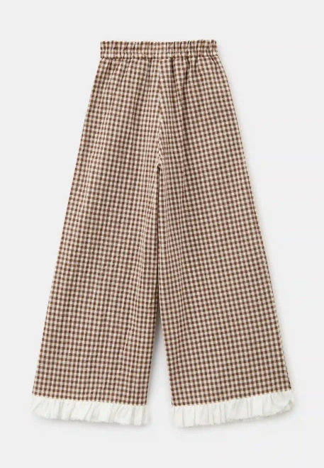 Брюки Моти из хлопка коричневого цвета в белую клетку