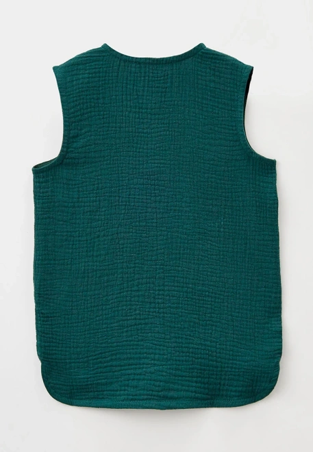 Рубашка без рукавов из муслина с планкой в темно-зеленом цвете