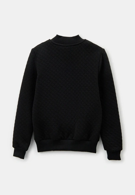 Бомбер на молнии из стеганного трикотажа черного цвета