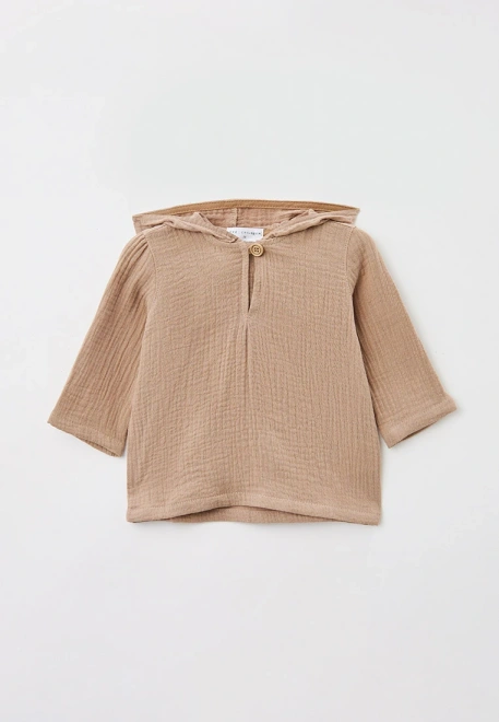 Рубашка для малышей из муслина  с капюшоном 