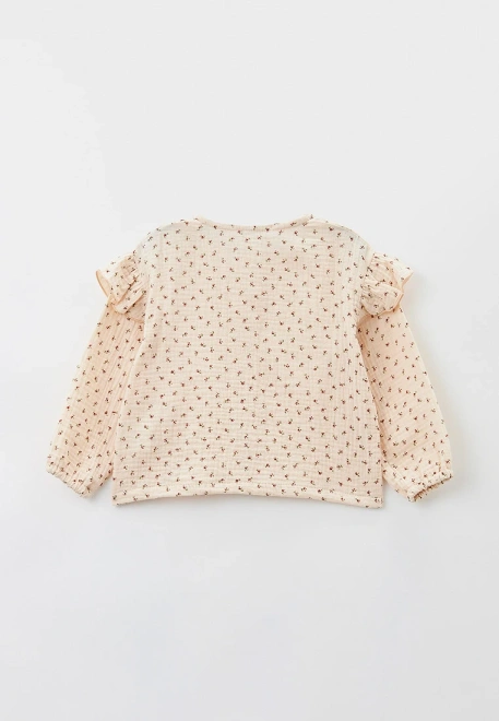 Блузка для малышей из муслина с принтом красные цветочки 