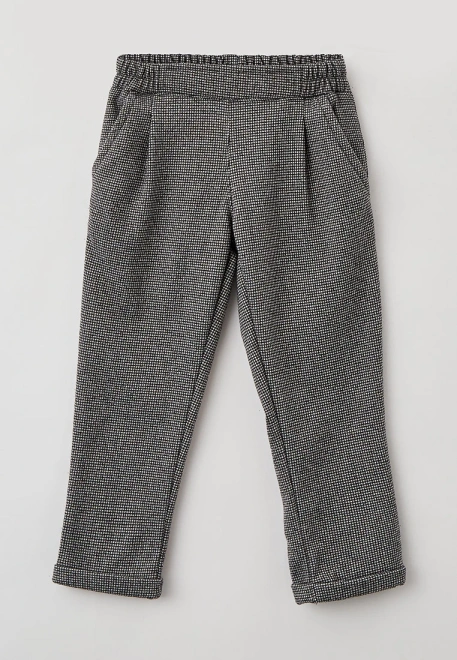 Брюки укороченные из мягкого костюмного трикотажа в мелкую клетку
