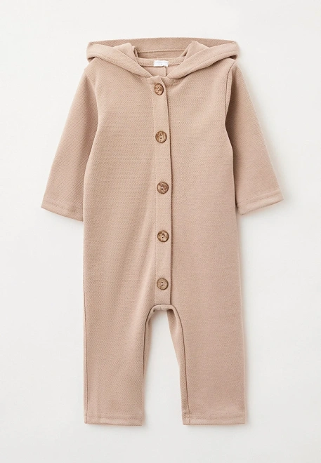 Комбинезон для малышей из трикотажа на пуговицах и с капюшоном 