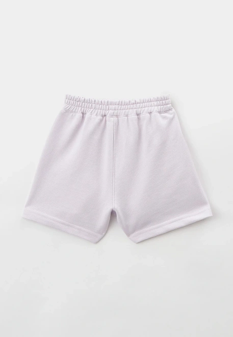 Костюм из свитшота и шорт из плотного трикотажа светло-сиреневого цвета