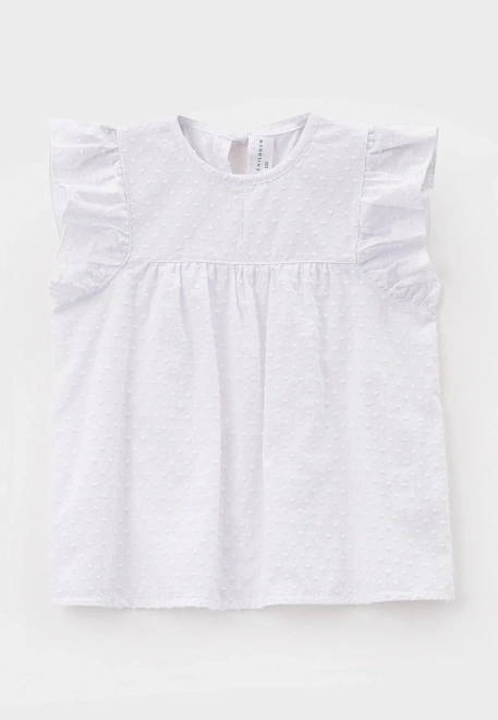 Блузка летняя с рукавами-крылышками из текстурного хлопка