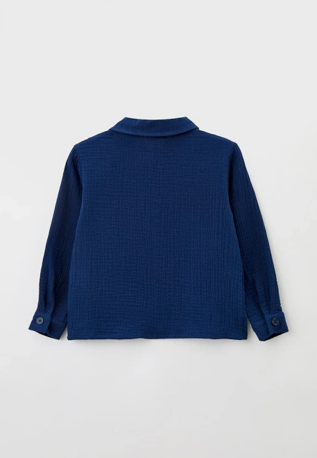 Рубашка на мальчика из муслина синяя