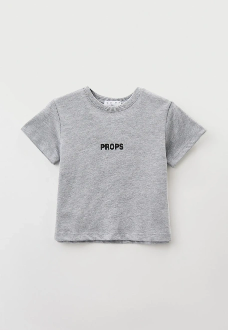 Футболка из хлопка с надписью в цвете серый меланж Футболка из хлопка с надписью в цвете серый меланж