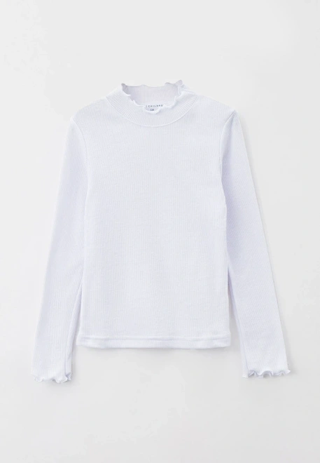 Водолазка белая школьная из ткани в рубчик с небольшим начесом