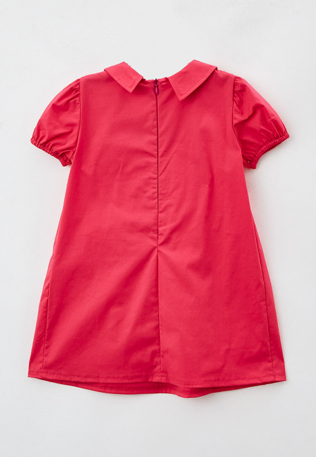 Платье короткое с круглым воротником в цвете фуксия
