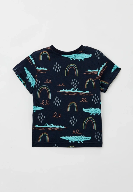 Футболка из тонкого хлопка с ярким принтом крокодилы