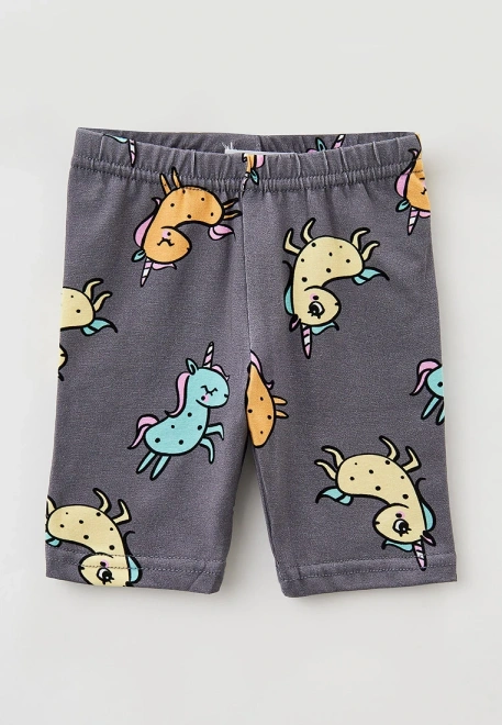 Капри для малышей с принтом единорожки на сером