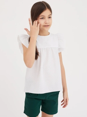 Блузка летняя с рукавами-крылышками из текстурного хлопка