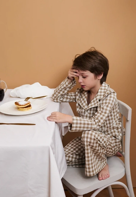 Пижама Джиди из хлопка в клетку оливкового цвета