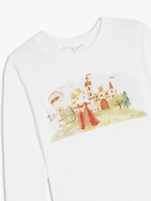 Лонгслив из хлопка с  печатным рисунком рыцарь и принцесса