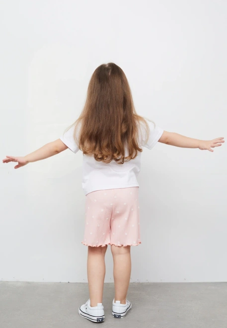 Шорты из трикотажа в рубчик с принтом ромашки