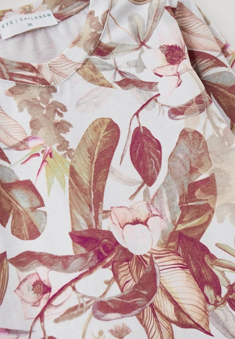 Лонгслив из трикотажа с принто растения в винтажном стиле 