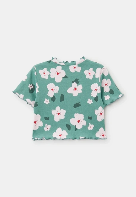 Футболка из хлопка для девочки укороченная 