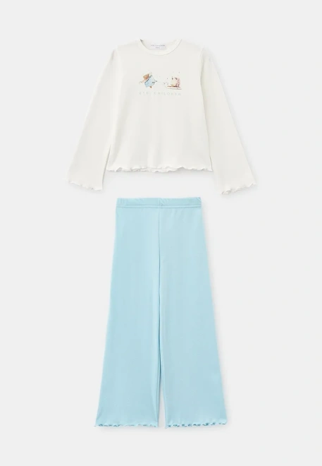 Пижама Эбигейл в голубом цвете с принтом для девочек
