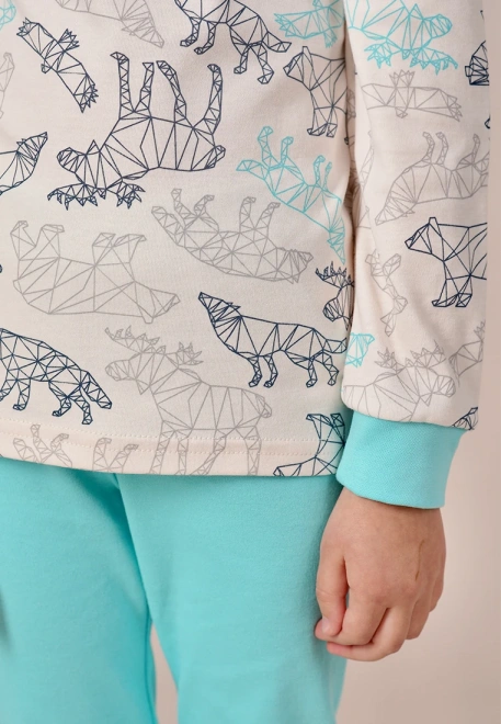 Пижама из хлопкового трикотажа с геометрическим рисунком