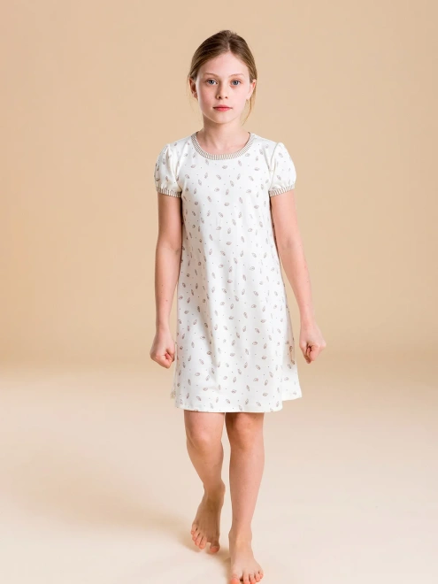 Ночная рубашка из мягкого хлопкового трикотажа в молочном цвете