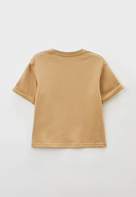 Костюм свободный с шортами из футера бежевый