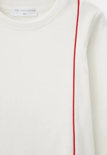 Лонгслив Дио с красным кантом в молочном цвете