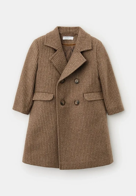 Пальто трапеция с английским воротником из шерсти