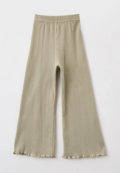 Брюки свободные из ткани в рубчик 